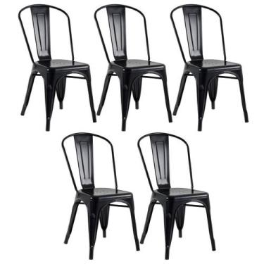 Imagem de Kit 5 Cadeiras Laráz Iron Tolix industrial Preto Semibrilho - Laraz