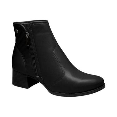 Imagem de Bota Casual Cano Curto Zipper Lateral Salto Bloco Feminina Dakota Pret