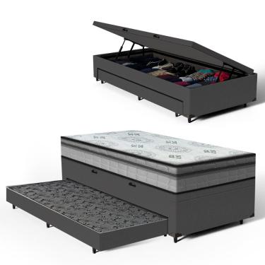 Imagem de Cama Box Baú com Colchão Espuma D33 Pillow In Anjos Ortosleep + Auxiliar Unique Solteir...