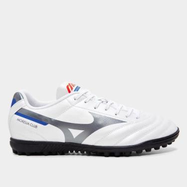 Imagem de Chuteira Society Mizuno Morelia Club Unissex, Branco, Chumbo, 38