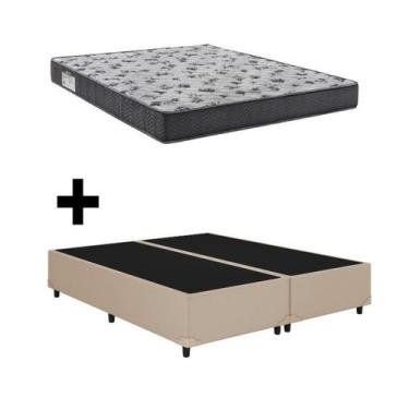 Imagem de Cama Base Box Casal Bipartido Bege Colchão ISO 100 D33 - Ortobom - Alt
