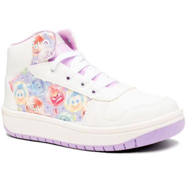 Imagem de Tênis Infantil Disney Divertida Mente Cano Alto Menina - Branco e Lilá