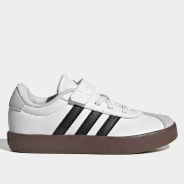 Imagem de Tênis Infantil Adidas VL Court, Branco, Preto, 26