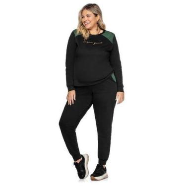 Imagem de Blusão Moletom Feminino Cereja Rosa Curves Ref. 85166, M, Preto