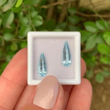 Imagem de Água Marinha Azul Gota Par 2,40ct - SP GEMAS