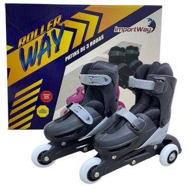 Imagem de Patins 3 rodas triline 2 em 1 infantil ajustável preto 31-34 - Importw