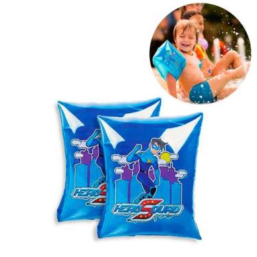 Imagem de Boia de Braço Infantil Inflável Cores Piscina Verão Kids - KLIZZ, Azul
