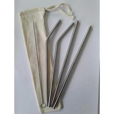 Imagem de KIT 6 pçs com 4 Canudos inox ecológicos + 1 bag + 1 escova de limpeza 