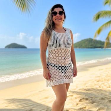 Imagem de Saida de Praia Canga Vestido curto Tricot detalhada moda - Doces Sonho