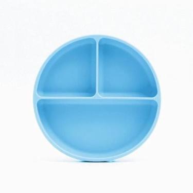 Imagem de Prato Refeição Infantil Silicone Divisórias E Ventosa Azul- Petit Piá