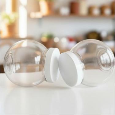 Imagem de Kit 2 Pote Baleiro Cristal 1,45l Redondo Transparente Tampa Branco - B