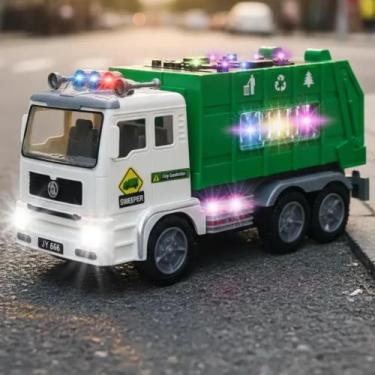 Imagem de Caminhão De Lixo Brinquedo Infantil Coletor Ecológico Reciclagem Bate 