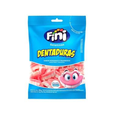 Imagem de Bala de Gelatina Fini Dentaduras - Morango e Framboesa 90g Pacote