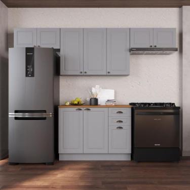 Imagem de Coziha Modulada 4 Peças 1 Balcão com Tampo 3 Aéreos 100% MDF com Rodap