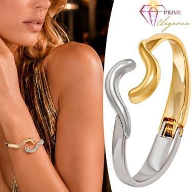 Imagem de Bracelete Duo Texturizado Pulseira Simétrico Ouro Com Prata - Granado 