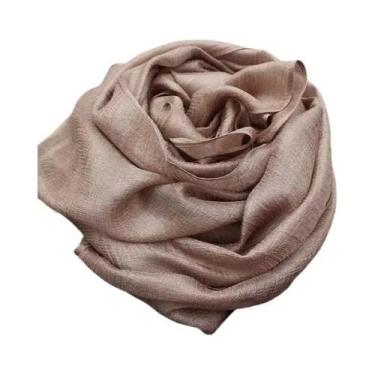 Imagem de Cachecol De Linho plus Size Para Mulheres, Cor Pura, Pashmina Para Pri