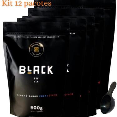 Imagem de Kit com 12 Pacotes Black Erva Mate Tereré 500G Acompanha Scoop Colher 