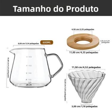 Imagem de Conjunto De Cafeteira De Filtro De Café Com Suporte De Madeira 300ml 6