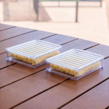 Imagem de Kit Porta Frios Presunto Queijo Kit Acrílico Resistente Duplo Com Tamp
