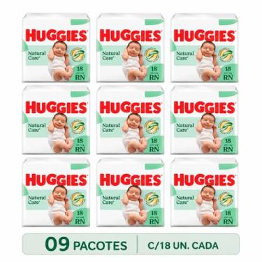 Imagem de Fralda huggies natural care RN 18un recém nascido com 9 pacotes