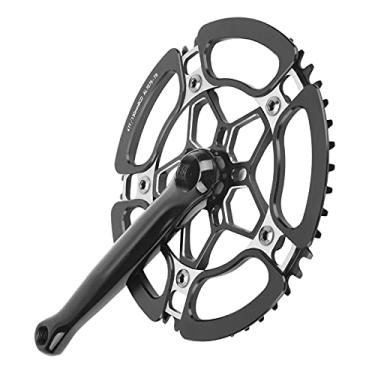 Imagem de Pedaleira de bicicleta, pedaleira de bicicleta de velocidade única altamente polida com roda de corrente única para bicicleta para bicicleta(Preto)