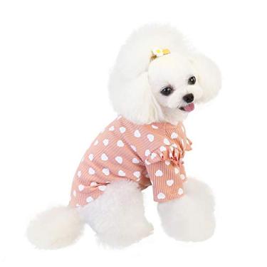 Imagem de Camiseta para animais de estimação linda estampa elástica algodão cachorro moda camiseta leve colorida pulôver lavável roupas para cães outono inverno - P