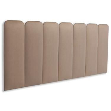 Imagem de Cabeceira Cama Box Casal Arredondada 140 x 60 Cm 7 Placas Blu Interiores (SUEDE Bege)