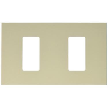 Imagem de Leviton Placa de parede MNW02-FBI 3-Gang 2 dispositivos largos, barbatanas quebradas, policarbonato, montagem de encaixe, marfim