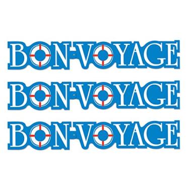Imagem de Beistle 3 peças de serpentinas Bon Voyage, 15 x 94 cm, azul/branco/vermelho