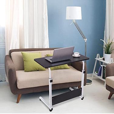 Imagem de Pkfinrd Bandeja de TV ajustável com suporte para copos, mesa de escritório em casa pode ser levantada e abaixada com ajustes de ângulo de inclinação, a bandeja original de TV