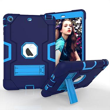 Imagem de Mini Case, iPad Mini 2 Case, iPad Mini 3 Case, iPad mini Retina Case, Three Layer Heavy Duty Shockproof Protective Case for iPad Mini,iPad Mini 2,iPad Mini 3 with Kickstand -Navyblue/Blue