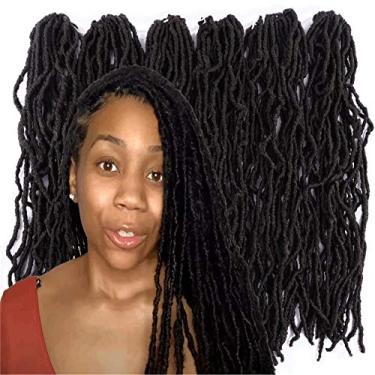 Imagem de Palace Hair 6 pacotes Nu Locs de cabelo trançado de crochê, 45,72 cm Bobboss, falsos de lãs, pênis macios, extensões de cabelo cacheado, feminino, cor preta (4#)..