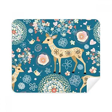 Imagem de Pano de limpeza de animais azul flor decoração de veado limpador de tela 2 peças tecido de camurça