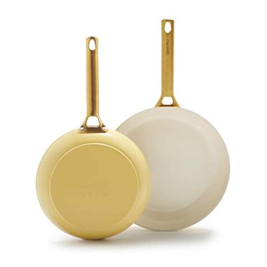 Imagem de GreenPan Conjunto de frigideiras de cerâmica antiaderente anodizada, rígida, saudável, 20,32 cm e 25,40 cm, amarelo nascer do sol