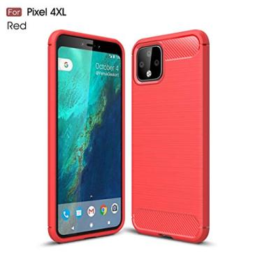 Imagem de YUNCHAO Caixa de telefone TEXTURA DE TEXTURA escovada Caixa TPU de fibra de carbono para Google Pixel 4xl capa para celular