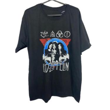 Imagem de Camisa Malha Blusa Camiseta Rock Led Zeppelin Preta Malha - Pai Do Pre