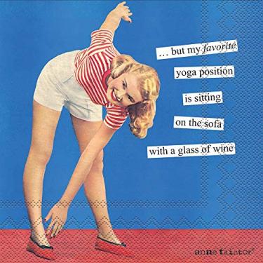 Imagem de Boston International IHR Anne Taintor, 20 guardanapos de papel para coquetel para bebidas, 12,7 cm x 12,7 cm, ioga