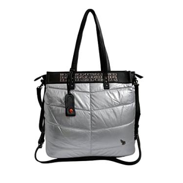Imagem de Bolsa Feminina Ombro e Transversal Macia Grande Golden Fenix Cor:Prata;Tamanho:G;Genero:Feminino