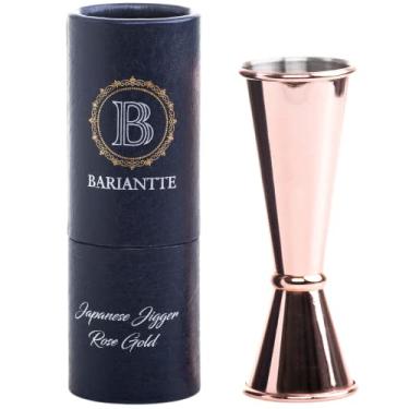 Imagem de Jarigger para coquetéis Bariantte ouro rosa para bartender | Jigger com medidas internas, duplo jigger 56 g 28 g | Copo de medição japonês Jigger | Jigger medidor de bebida jigger com medidor de bebida