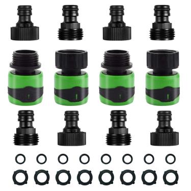 Imagem de JUSONEY Mangueira de jardim de conexão rápida – Conector rápido macho e fêmea, conectores de mangueira de água 3/4 polegada GHT, mangueira de jardim fêmea com parada de água, 28 em 1