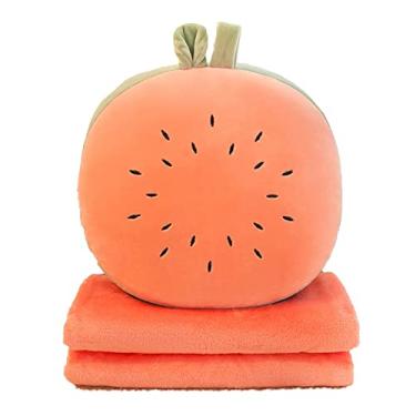 Imagem de Yajun Cobertor e travesseiro de viagem 3 em 1 almofada quente colcha de mão forma de frutas brinquedo de pelúcia decoração de casa sofá cama de escritório cobertor de soneca, vermelho, 35 * 35 cm