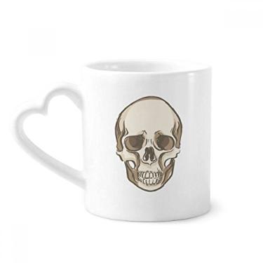 Imagem de Caneca com ilustração de caveira humana para café cerâmica copo de coração de vidro