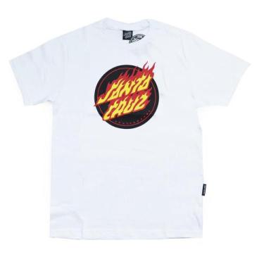 Imagem de Camiseta Santa Cruz Flaming Dot Front Masculina Branco