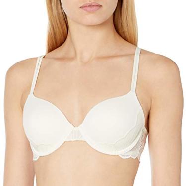 Imagem de Calvin Klein Sutiã feminino de renda íris com ajuste perfeito e cobertura total, Marfim, 34A
