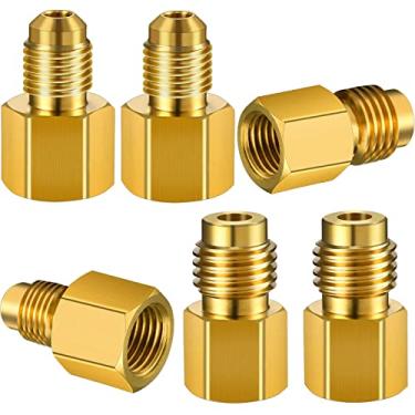 Imagem de 6 peças 6015 R134A Adaptador de latão de refrigeração para adaptador de encaixe R12 1/2 Acme fêmea para adaptador de válvula de luz macho 1/4 e adaptador de bomba de vácuo 6014 1/4 Inch Flare fêmea para acme macho de 1/2 polegada