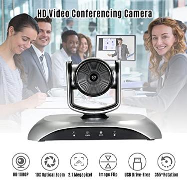 Imagem de LUGU 1080P Câme de videoconferência óptico de 10X Webcam Redução de ruído 3D Rotação de 355 ° Plug & Play com controle remoto pa reuniões de vídeo Treinamento Ensino