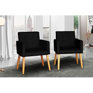 Imagem de Kit 02 Poltronas Decorativa Reforçada Oferta Sala de estar recepção (Preto)