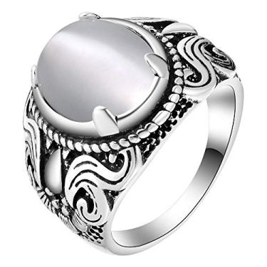 Imagem de Anel de pedra da lua para mulheres anel de pedra de olho de gato prata esterlina 925 vintage anel de lua flor minimalista anel de declaração de dedo, anéis solitário de pedra de nascimento