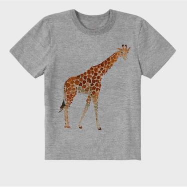 Imagem de Camiseta Infantil Cinza Girafa Marrom E Amarela