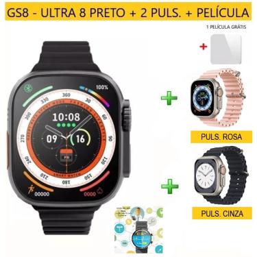 Imagem de Relógio Smartwatch Ultra 8 GS8 Série 8 Esportivo Nfc 1.91' Rede Social kit 3 Puls. + Pelíc